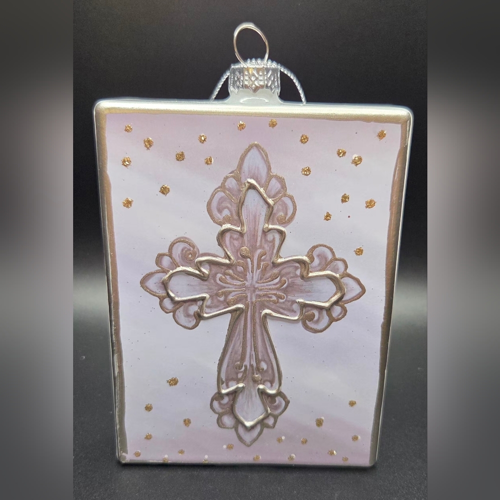 NWT Burton + Burton Cross Plaque Glass Ormament